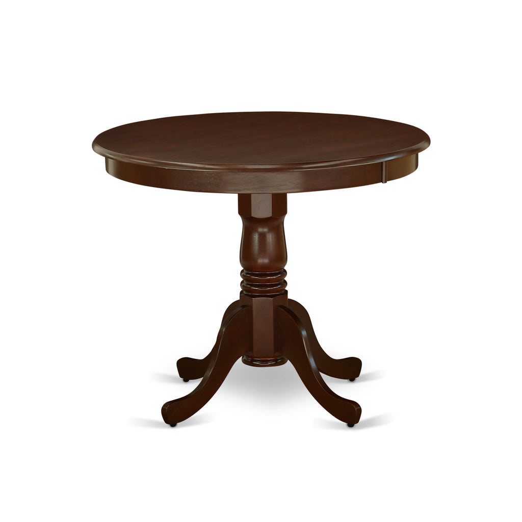 East West Furniture ANDL3-MAH-W 3 Piece Kitchen Table & Chairs Set Contains a Round Dining Room Table with Pedestal and 2 Dining Chairs, 36x36 Inch, Mahogany