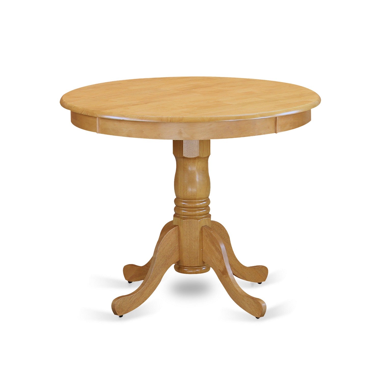 Mesa de cocina moderna antigua ANT-OAK-TP de East West Furniture: mesa de comedor redonda con base de pedestal