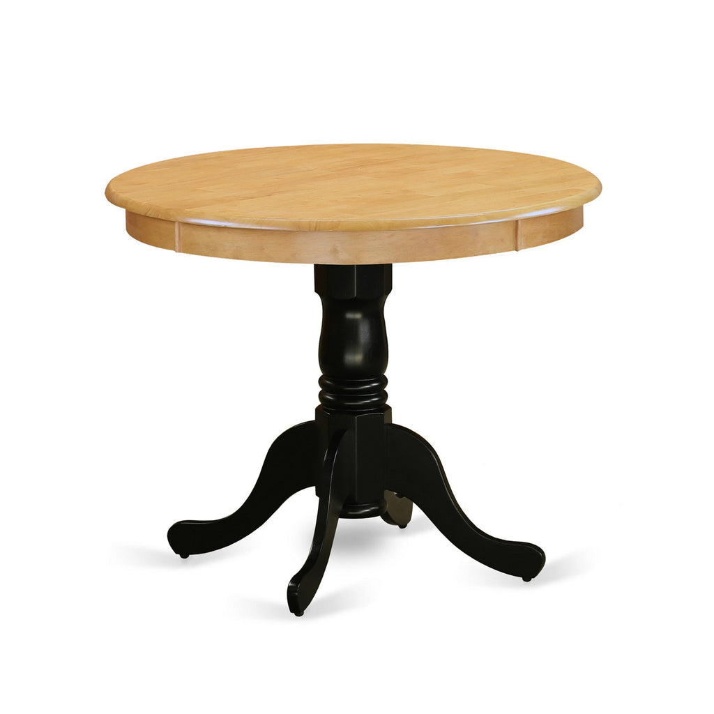 East West Furniture ANT-OBK-TP Antique Modern Dining Table - a Round Kitchen Table Top with Pedestal Base