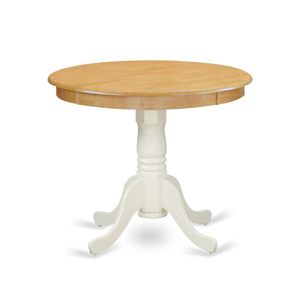 East West Furniture ANT-OLW-TP Antique Kitchen Dining Table - a Round Wooden Table Top with Pedestal Base