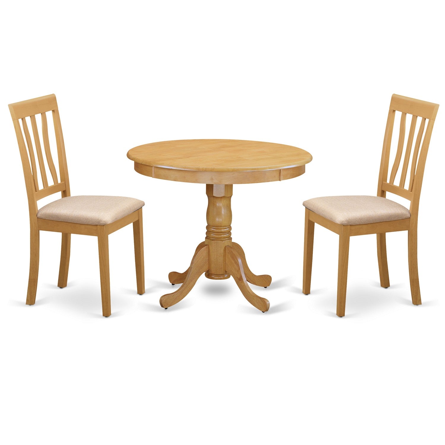 ANTI3-OAK-C 3 PC Kitchen Table set-small Kitchen Table plus 2 Dining Chairs