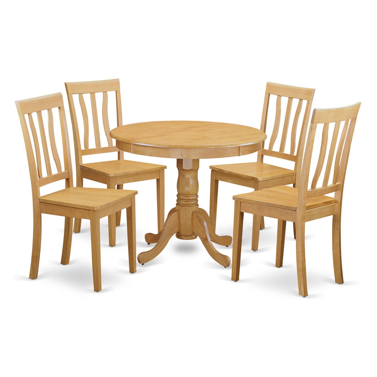 ANTI5-OAK-W 5 Pc small Kitchen Table and Chairs set-breakfast nook and 4 Kitchen Chairs