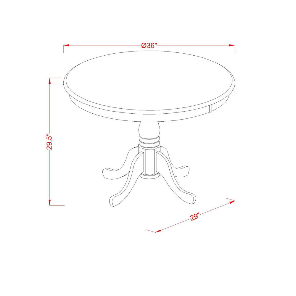 East West Furniture ANDR3-LWH-07 3 Piece Modern Dining Table Set Contains a Round Kitchen Table with Pedestal and 2 Gray Linen Fabric Parsons Dining Chairs, 36x36 Inch, Linen White