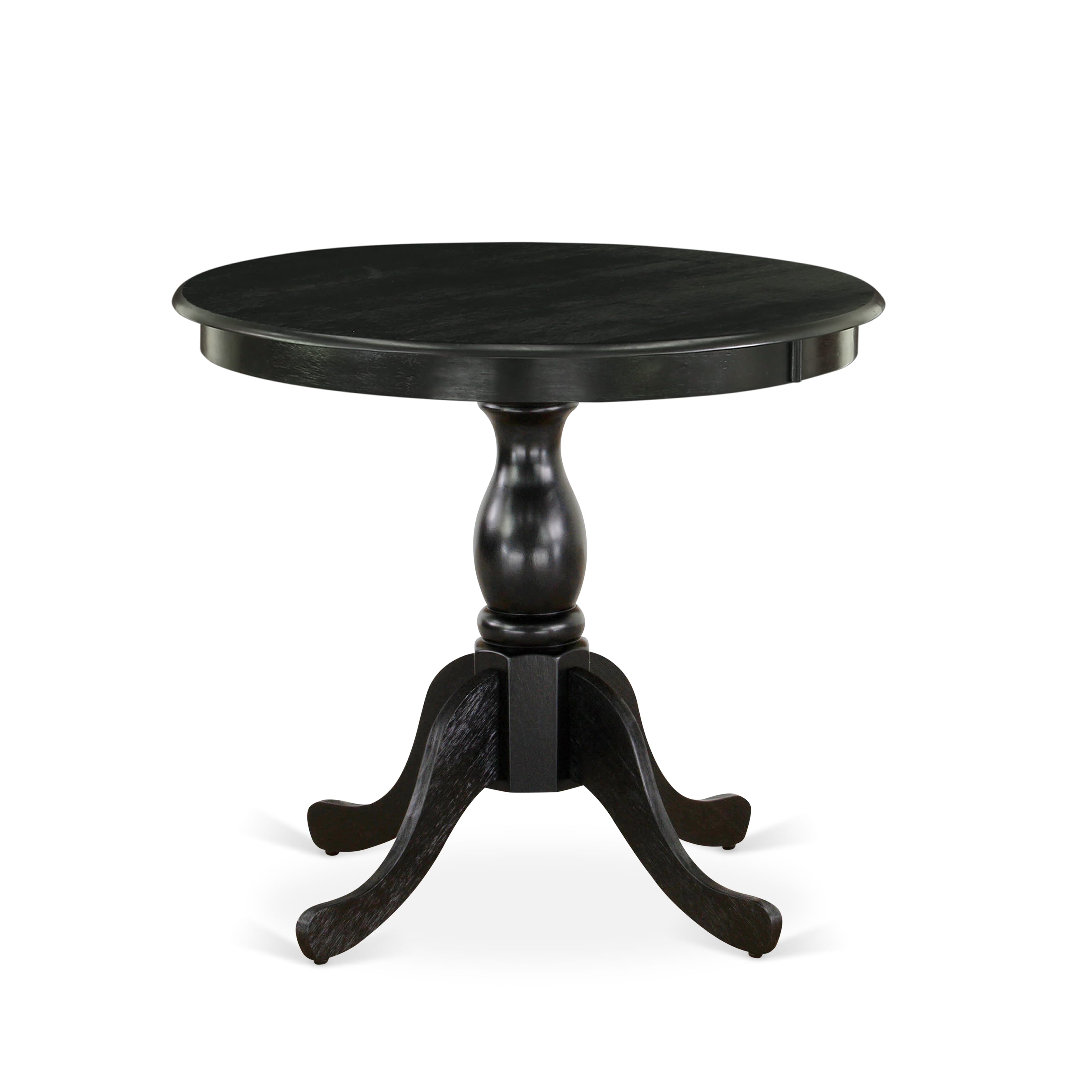 EAST WEST FURNITURE - AST-BLK-TP - Round Kitchen Table - Black Table Top and Black Pedestal Leg Finish