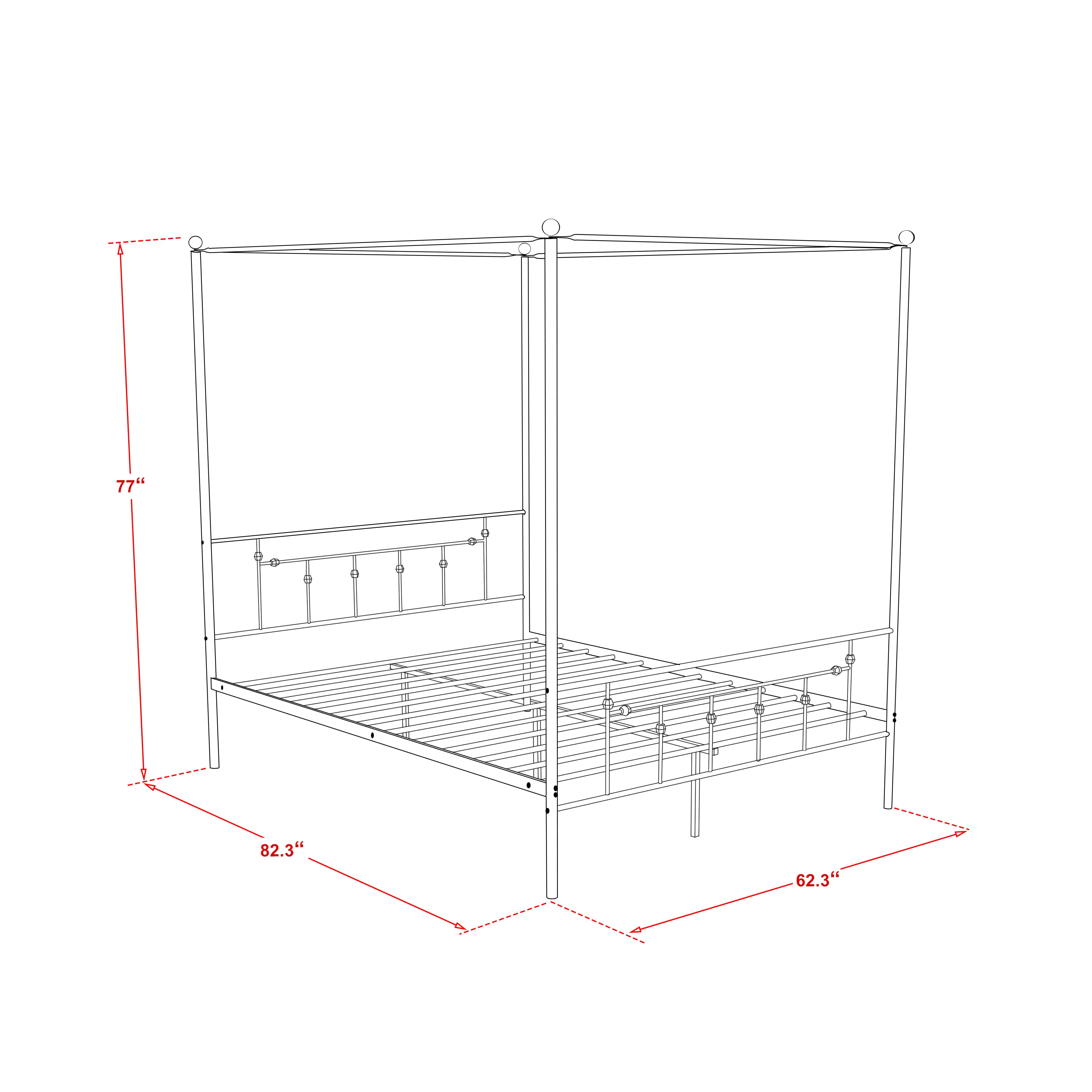 EAST WEST FURNITURE - ATQCBLK - Anniston Canopy Bed with Deluxe Style Headboard and Footboard - Luxurious Metal Frame in Powder Coating Black
