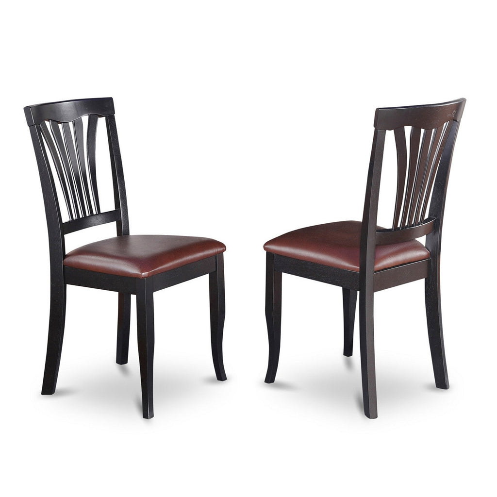 East West Furniture AVC-BLK-LC Avon Dining Chairs - Faux Leather Upholstered Wooden Chairs, Set of 2, Black