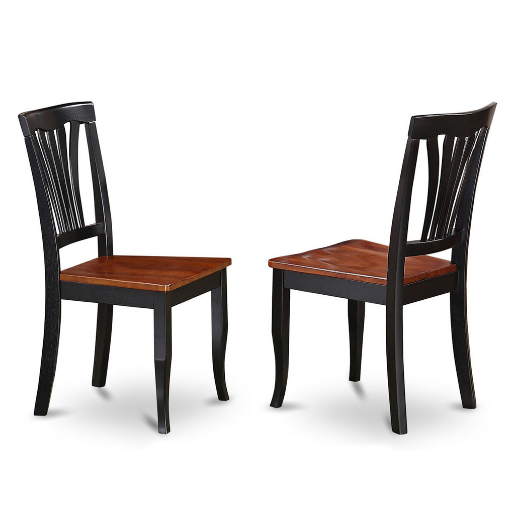 Sillas de comedor Avon East West Furniture AVC-BLK-W - Respaldo de listones y asiento de madera maciza
