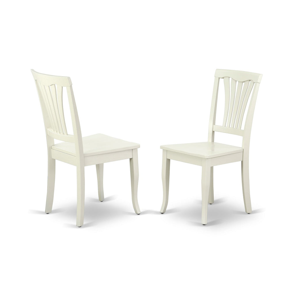 East West Furniture ANAV3-LWH-W 3 Piece Dining Table Set for Small Spaces Contains a Round Kitchen Table with Pedestal and 2 Kitchen Dining Chairs