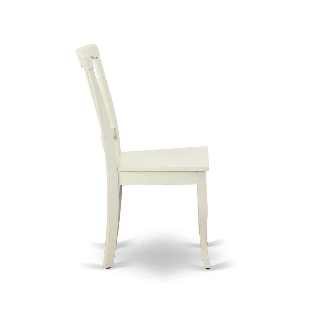 East West Furniture NOAV3-LWH-W 3 Piece Dining Set Contains a Rectangle Dining Room Table with Butterfly Leaf and 2 Wood Seat Chairs