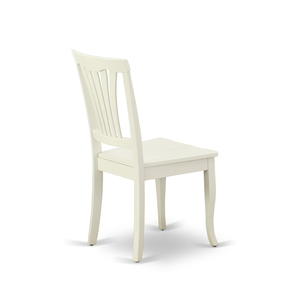 East West Furniture AVC-LWH-W Avon Dining Chairs - Slat Back Solid Wood Seat Chairs
