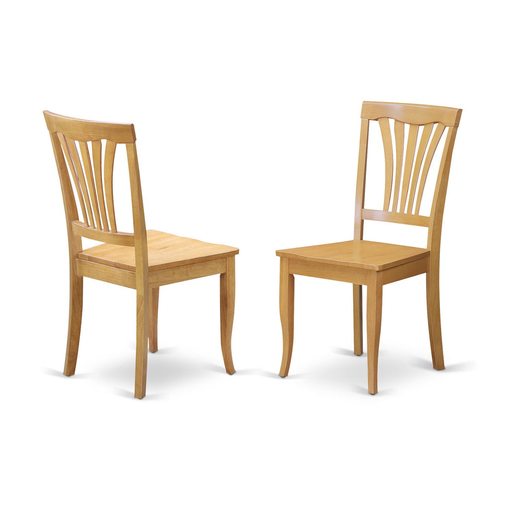 East West Furniture AVC-OAK-W Avon Dining Room Chairs - Slat Back Wood Seat Chairs, Set of 2, Oak