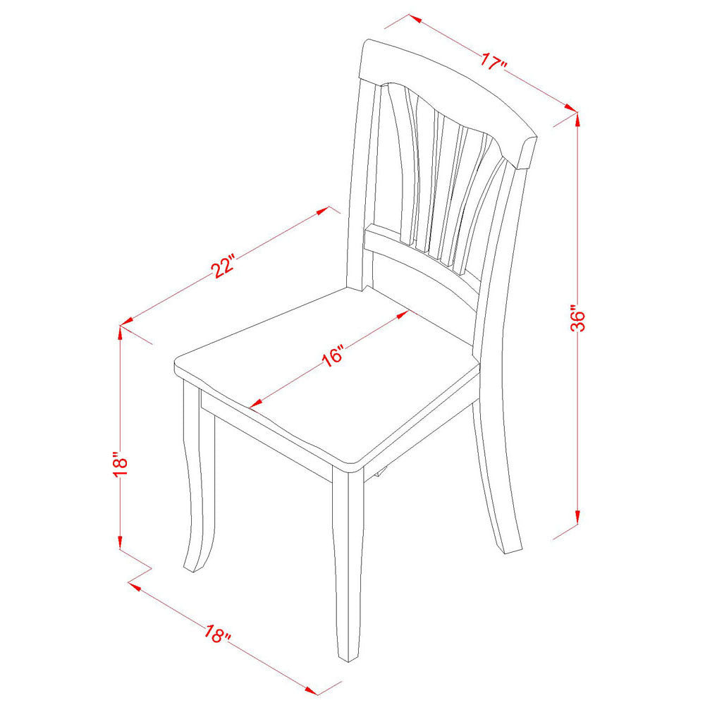 Sillas de comedor Avon East West Furniture AVC-SBR-W - Sillas con respaldo de listones y asiento de madera