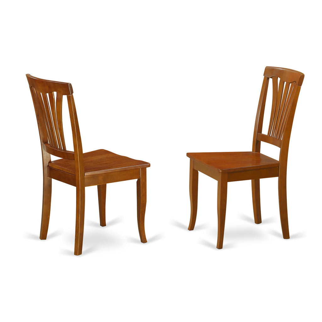 East West Furniture AVC-SBR-W Avon Dining Room Chairs - Slat Back Wooden Seat Chairs, Set of 2, Saddle Brown