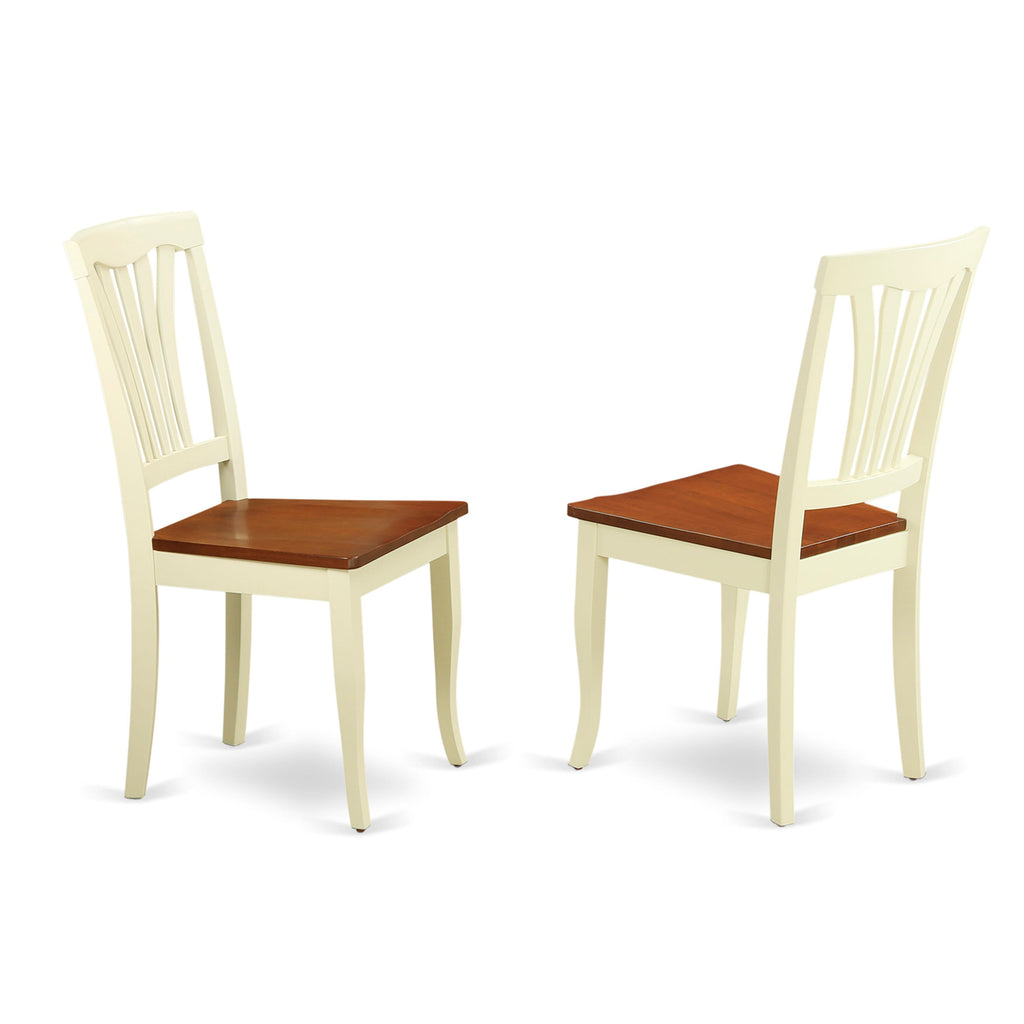 Juego de mesa y sillas de cocina de 5 piezas NDAV5-WHI-W de East West Furniture. Incluye una mesa de comedor rectangular con alas abatibles y 4 sillas con asiento de madera maciza.