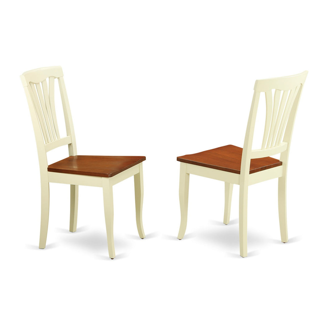 East West Furniture ANAV3-WHI-W 3 Piece Dinette Set for Small Spaces Contains a Round Dining Room Table with Pedestal and 2 Kitchen Dining Chairs