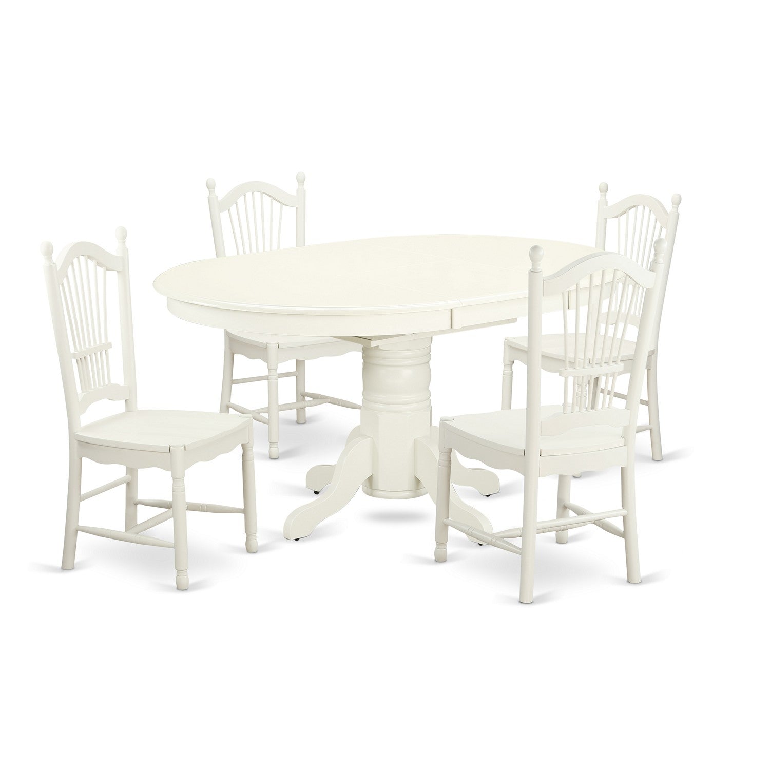 AVDO5-LWH-W 5 Pc Dining set with a Kitchen Table and 4 Wood Seat Kitchen Chairs in Linen White