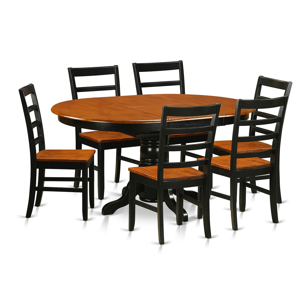 East West Furniture AVPF7-BCH-W 7 Piece Kitchen Table Set Consist of an Oval Dining Table with Butterfly Leaf and 6 Dining Room Chairs
