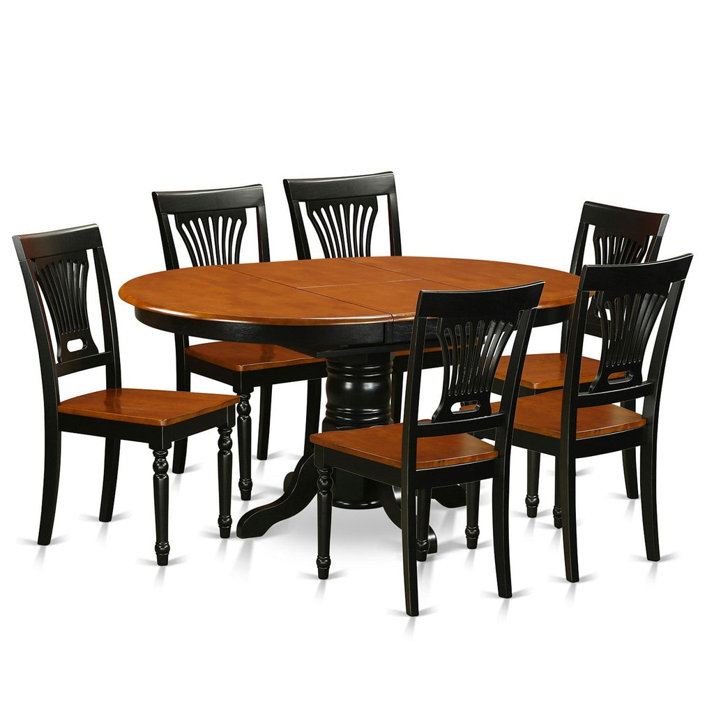East West Furniture AVPL7-BCH-W 7 Piece Dining Room Furniture Set Consist of an Oval Kitchen Table with Butterfly Leaf and 6 Dining Chairs
