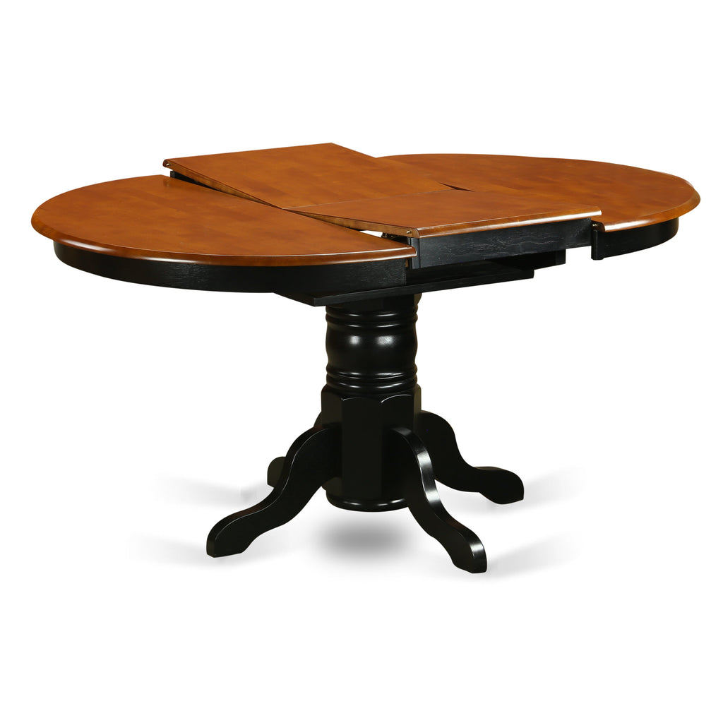 East West Furniture AVT-BLK-TP Avon Kitchen Dining Table - an Oval Wooden Table Top with Butterfly Leaf & Pedestal Base, 42x60 Inch, Black & Cherry