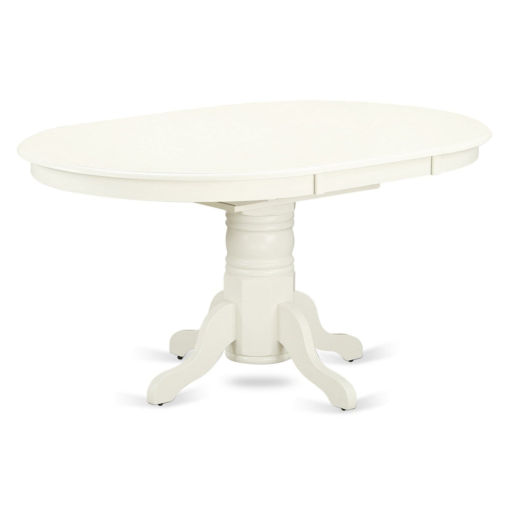 East West Furniture AVCE5-LWH-15 5 Piece Dining Table Set Includes an Oval Dining Room Table with Butterfly Leaf and 4 Baby Blue Linen Fabric Parsons Chairs