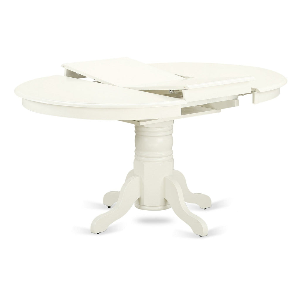 East West Furniture AVCE5-LWH-15 5 Piece Dining Table Set Includes an Oval Dining Room Table with Butterfly Leaf and 4 Baby Blue Linen Fabric Parsons Chairs