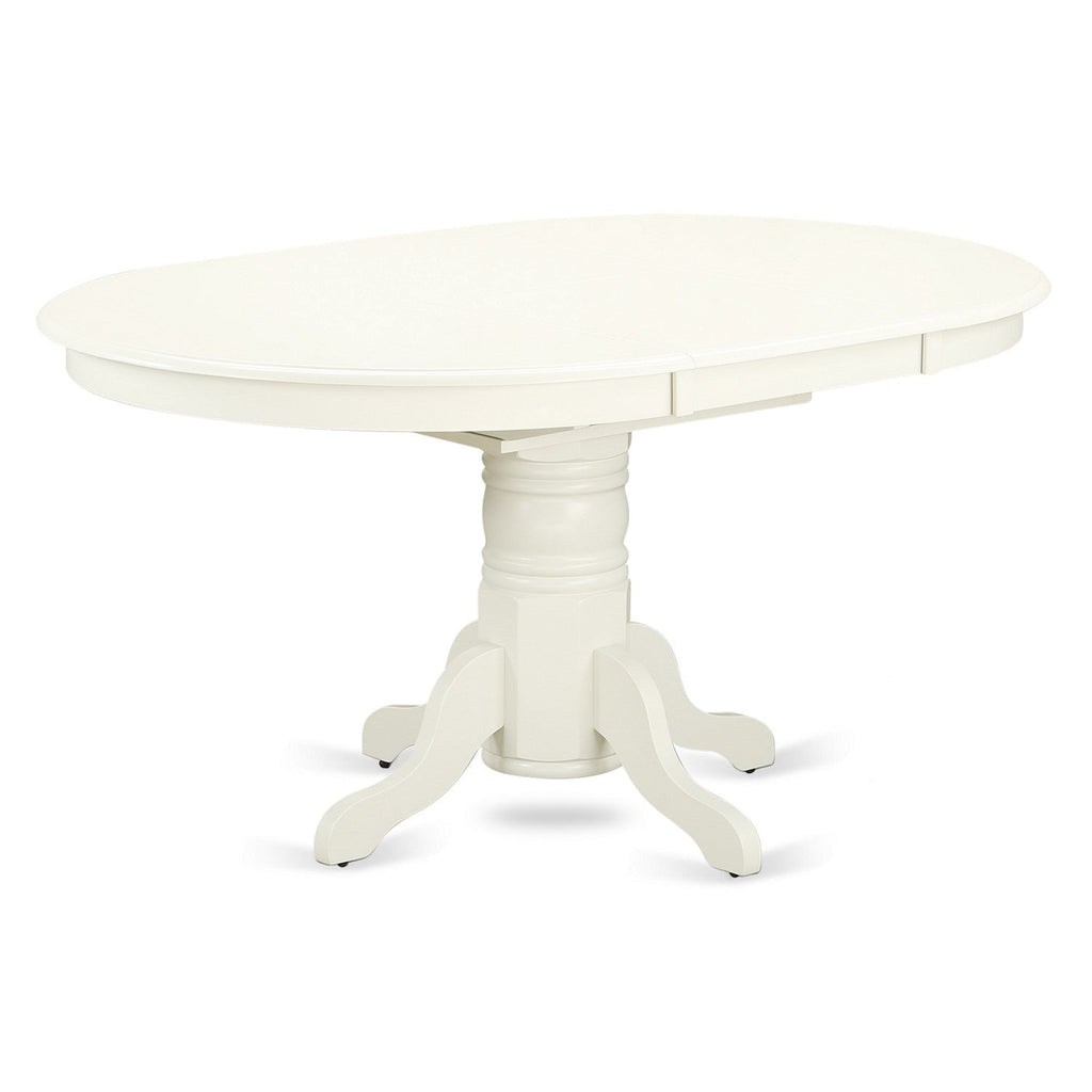 East West Furniture AVBO5-LWH-W 5 Piece Modern Dining Table Set Includes an Oval Wooden Table with Butterfly Leaf and 4 Dining Room Chairs