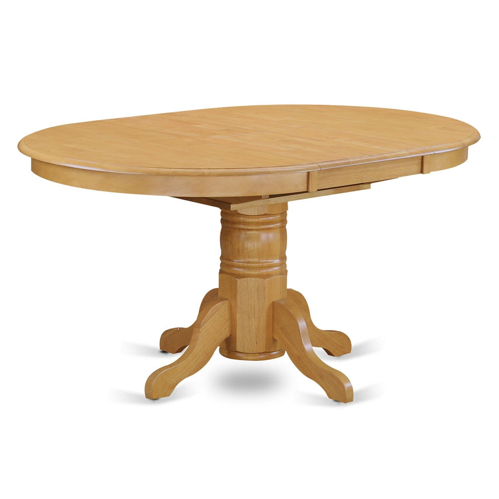 East West Furniture AVAB7-OAK-55 7 Piece Dining Table Set Consist of an Oval Dining Room Table with Butterfly Leaf and 6 Oasis Blue Faux Leather Upholstered Chairs