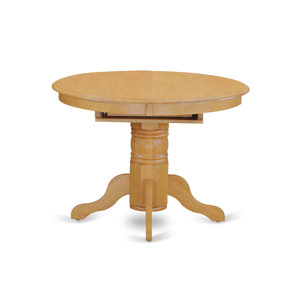 East West Furniture AVBO5-OAK-W 5 Piece Modern Dining Table Set Includes an Oval Wooden Table with Butterfly Leaf and 4 Dining Chairs