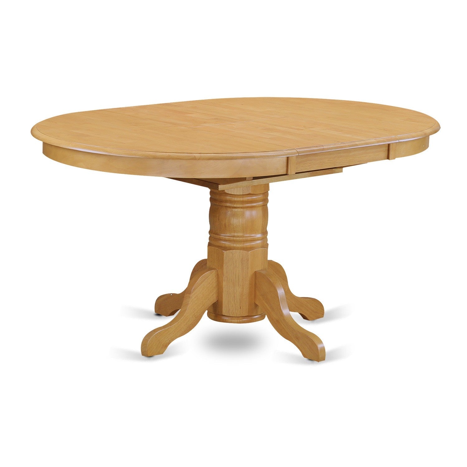 Mesa de cocina moderna Avon AVT-OAK-TP de East West Furniture: tablero ovalado con base de pedestal y hojas de mariposa