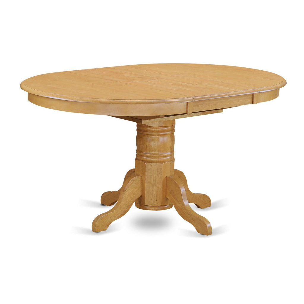 East West Furniture AVT-OAK-TP Avon Modern Kitchen Table - an Oval Dining Table Top with Butterfly Leaf & Pedestal Base, 42x60 Inch, Oak