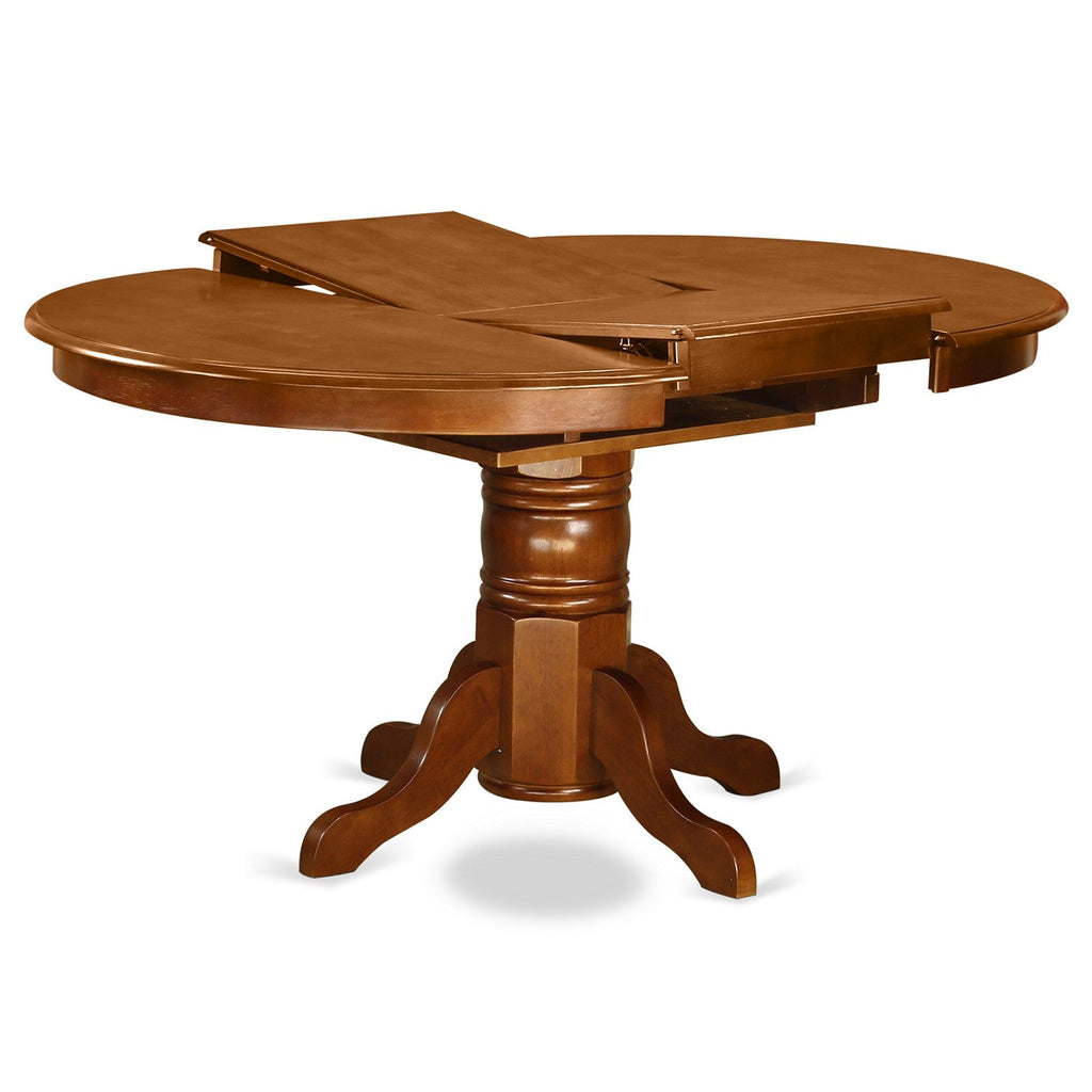 East West Furniture AVPO7-SBR-W 7 Piece Dining Table Set Consist of an Oval Dining Room Table with Butterfly Leaf and 6 Wood Seat Chairs