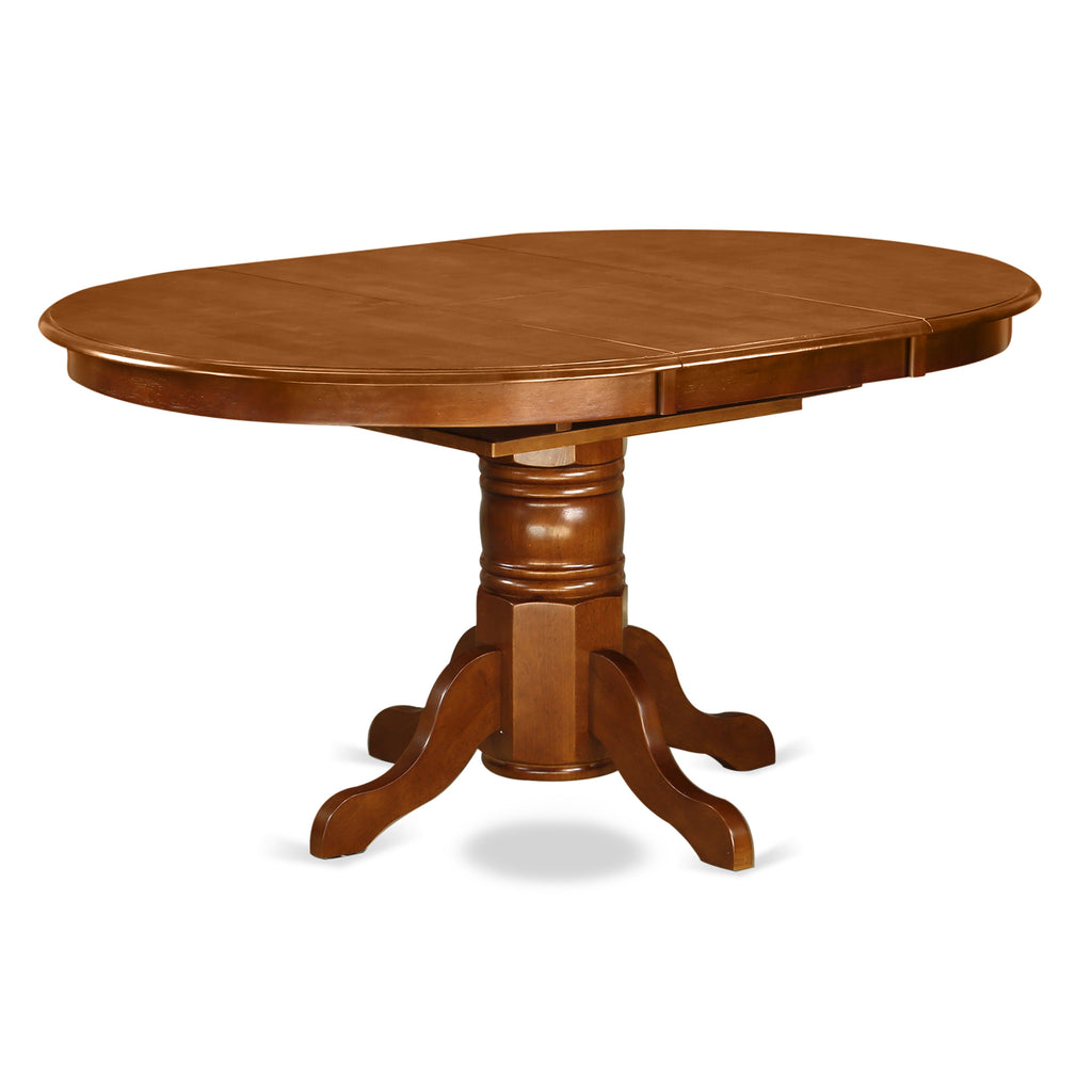 East West Furniture AVPO7-SBR-W 7 Piece Dining Table Set Consist of an Oval Dining Room Table with Butterfly Leaf and 6 Wood Seat Chairs, 42x60 Inch, Saddle Brown