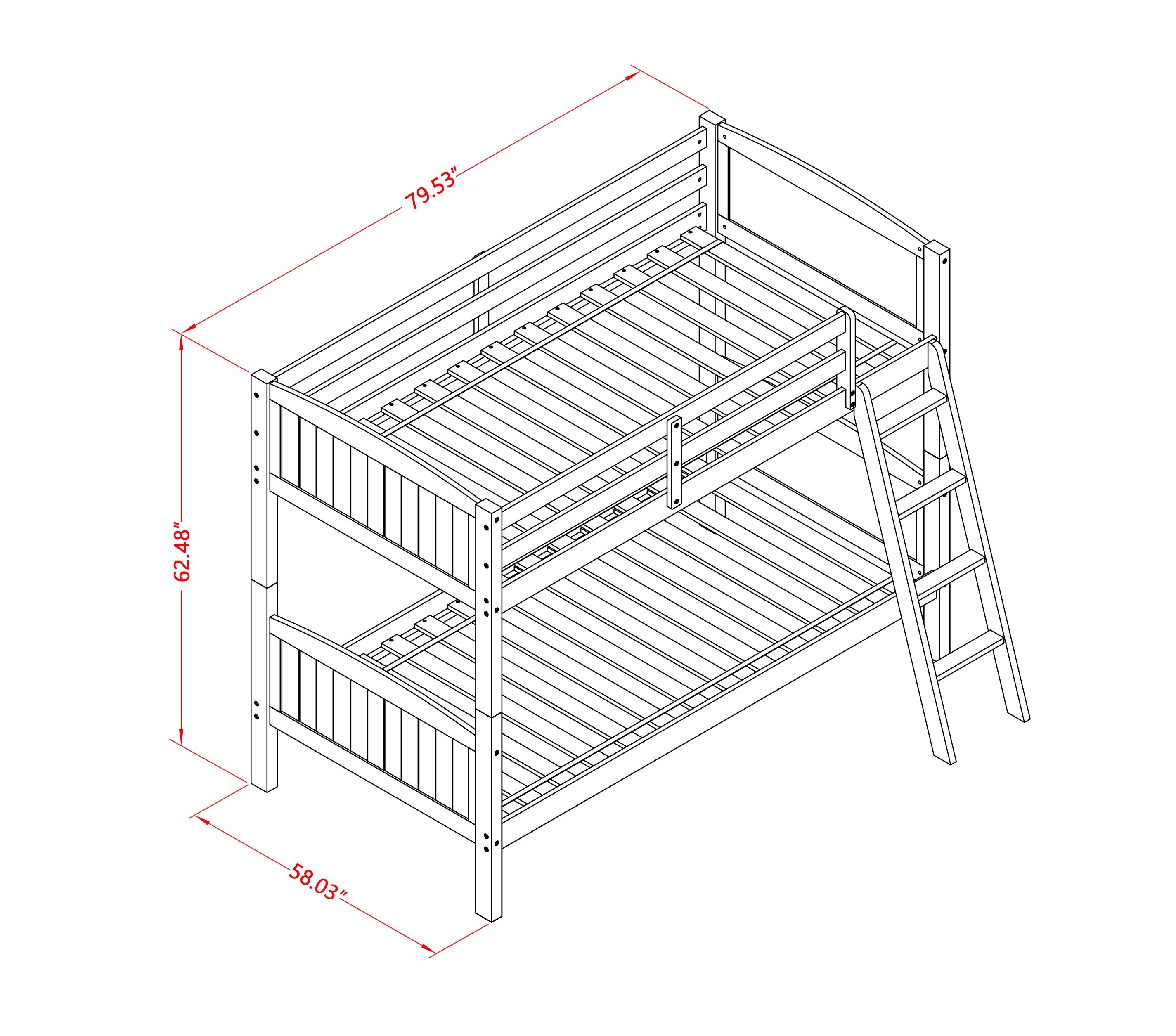 East West Furniture Albury Twin Bunk Bed in White Finish with Convertible Trundle & Drawer