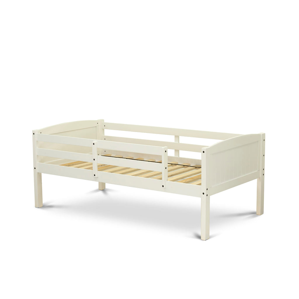 East West Furniture AYB-05-TU Albury Twin Bunk Bed in White Finish with Convertible Trundle & Drawer