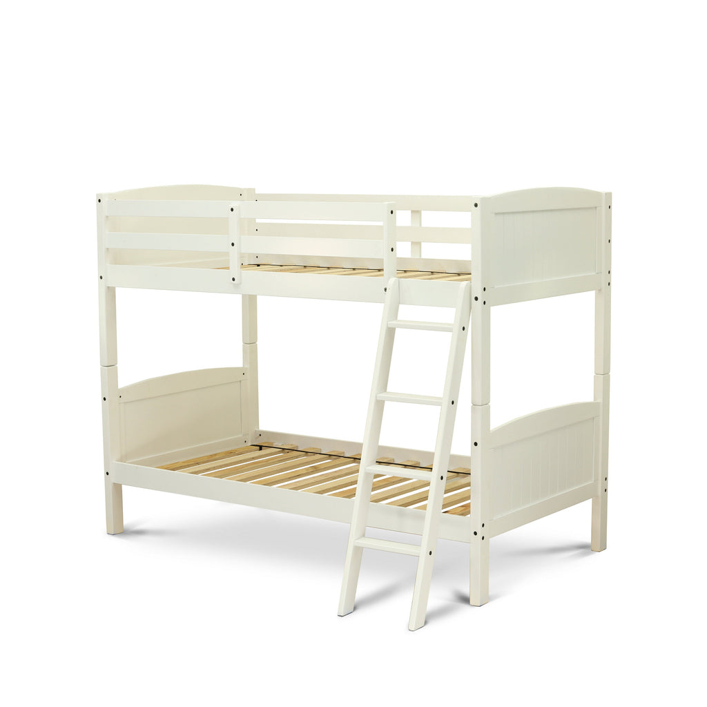East West Furniture AYB-05-T Albury Twin Bunk Bed in White Finish