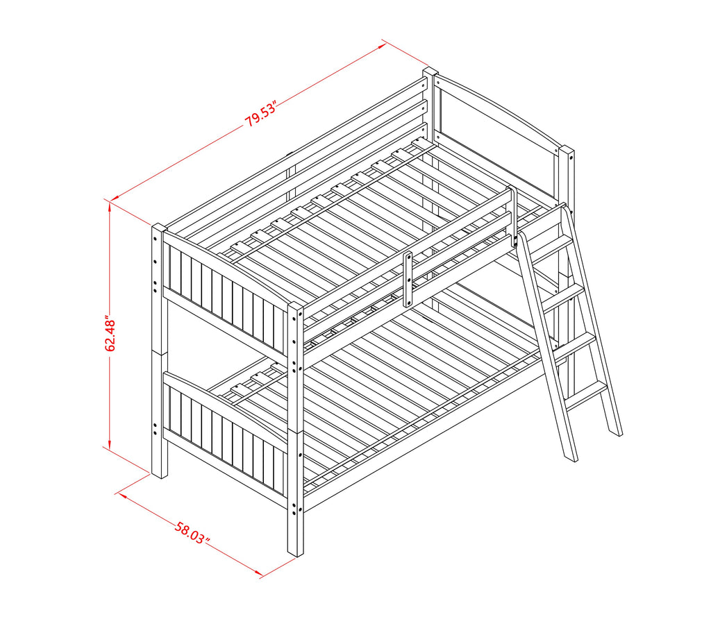 East West Furniture AYB-06-TU Albury Twin Bunk Bed in Gray Finish with Convertible Trundle & Drawer