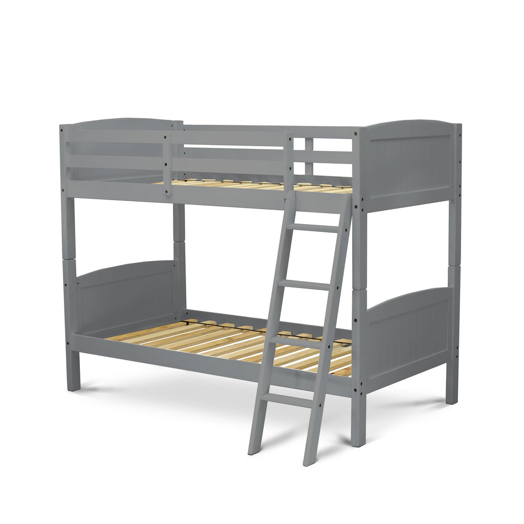 East West Furniture AYB-06-T Albury Twin Bunk Bed in Gray Finish
