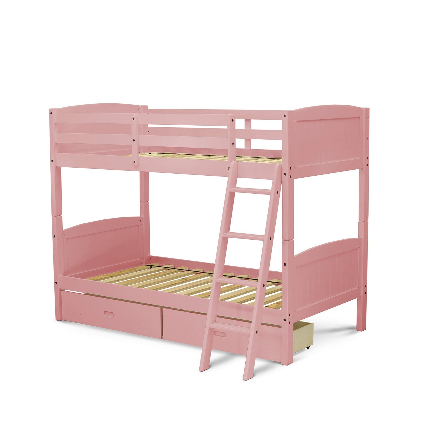 Litera individual Albury AYB-07-TA de East West Furniture con acabado rosa y cajón inferior