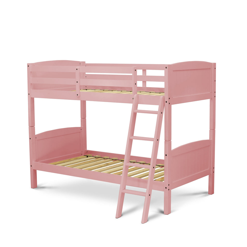 East West Furniture AYB-07-T Albury Twin Bunk Bed in Pink Finish
