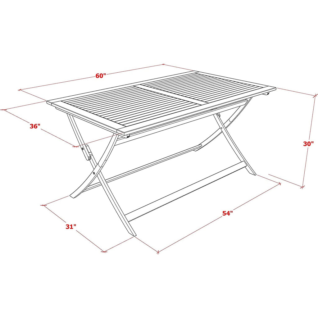 East West Furniture AEBS5CANA 5 Piece Patio Garden Table Set Includes a Rectangle Outdoor Acacia Wood Dining Table and 4 Folding Arm Chairs, 36x60 Inch, Natural Oil