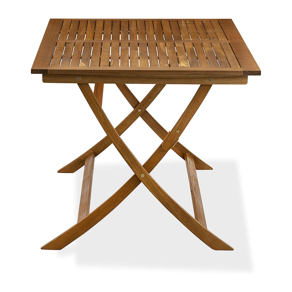 East West Furniture AECM5CWNA 5 Piece Patio Bistro Dining Furniture Set Includes a Rectangle Outdoor Acacia Wood Table and 4 Folding Side Chairs