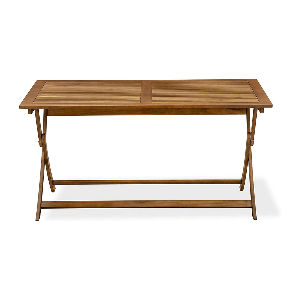 East West Furniture AECM7CWNA 7 Piece Patio Dining Set Consist of a Rectangle Outdoor Acacia Wood Table and 6 Folding Side Chairs