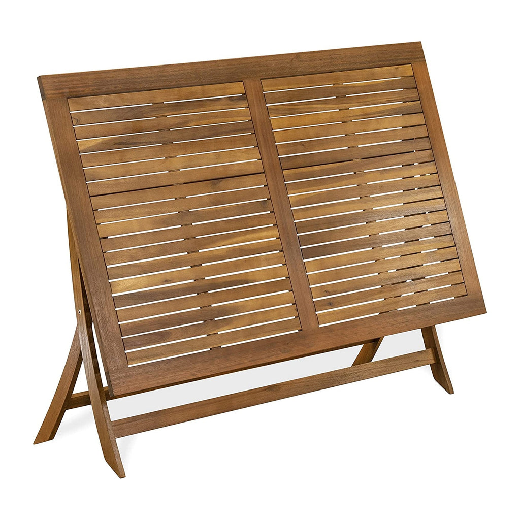 East West Furniture AECM5CANA 5 Piece Outdoor Patio Dining Sets Includes a Rectangle Acacia Wood Table and 4 Folding Arm Chairs