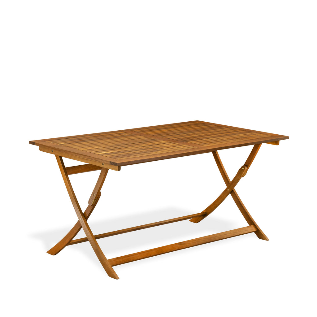 East West Furniture AEHD7CANA 7 Piece Outdoor Patio Dining Sets Consist of a Rectangle Acacia Wood Table and 6 Folding Arm Chairs
