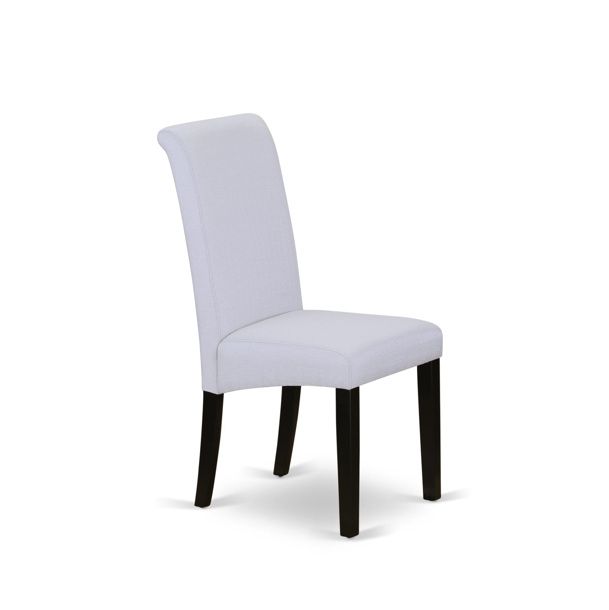 East West Furniture ESBA3-BCH-05 3-Piece Dinner Table SetInclude a Dining Table and 2 Grey Linen Fabric Padded Chairs with Stylish High Back - Black Finish