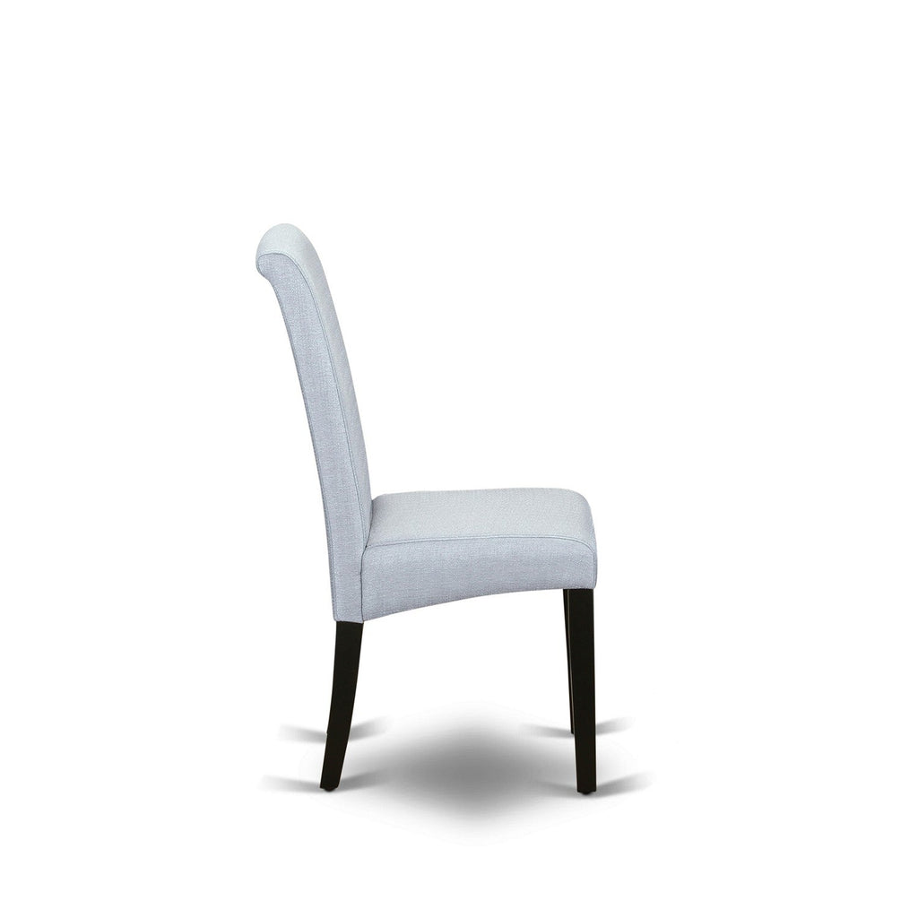 East West Furniture WEBA7-BLK-05 7 Piece Dinette Set Consist of a Rectangle Dining Room Table with Butterfly Leaf and 6 Grey Linen Fabric Upholstered Chairs