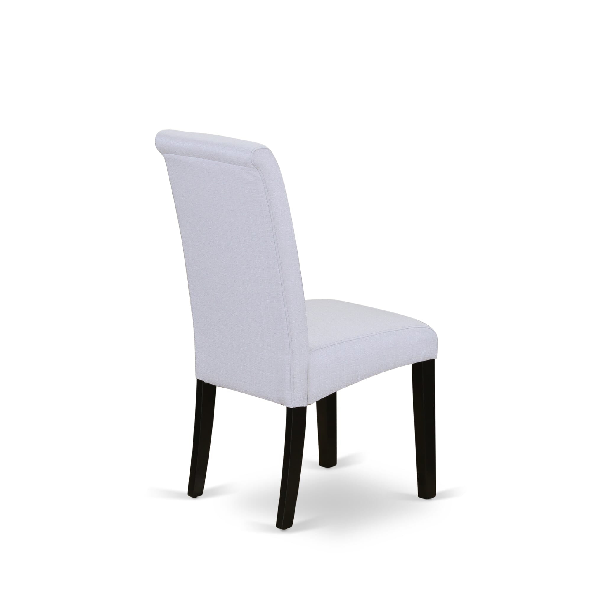 East West Furniture LABA11-71-05 11-Piece Dining Room Set Consists of a Rectangular Dining Table and 10 Grey Linen Fabric Padded Chairs with High Back - Distressed Jacobean Finish