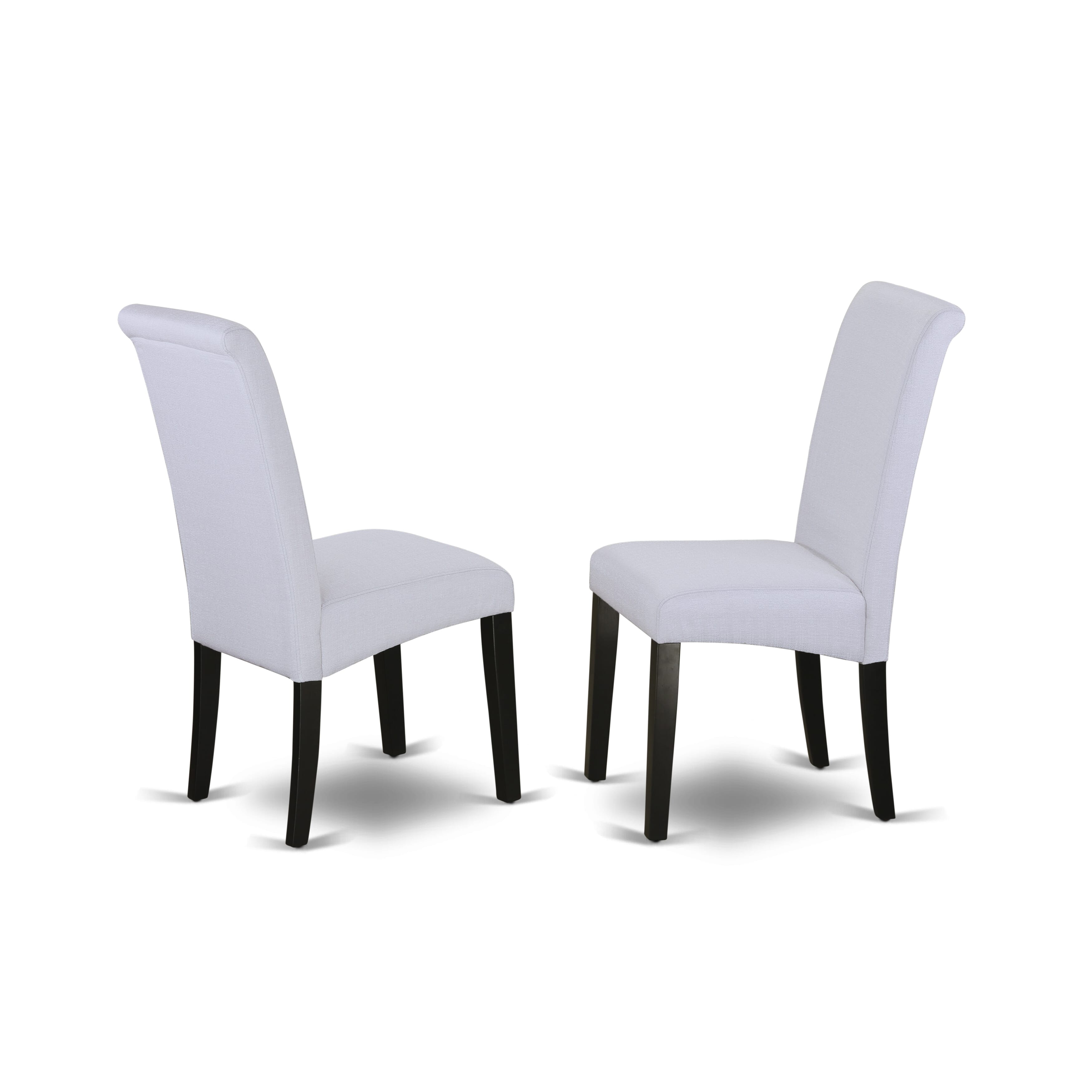 East West Furniture LABA11-71-05 11-Piece Dining Room Set Consists of a Rectangular Dining Table and 10 Grey Linen Fabric Padded Chairs with High Back - Distressed Jacobean Finish