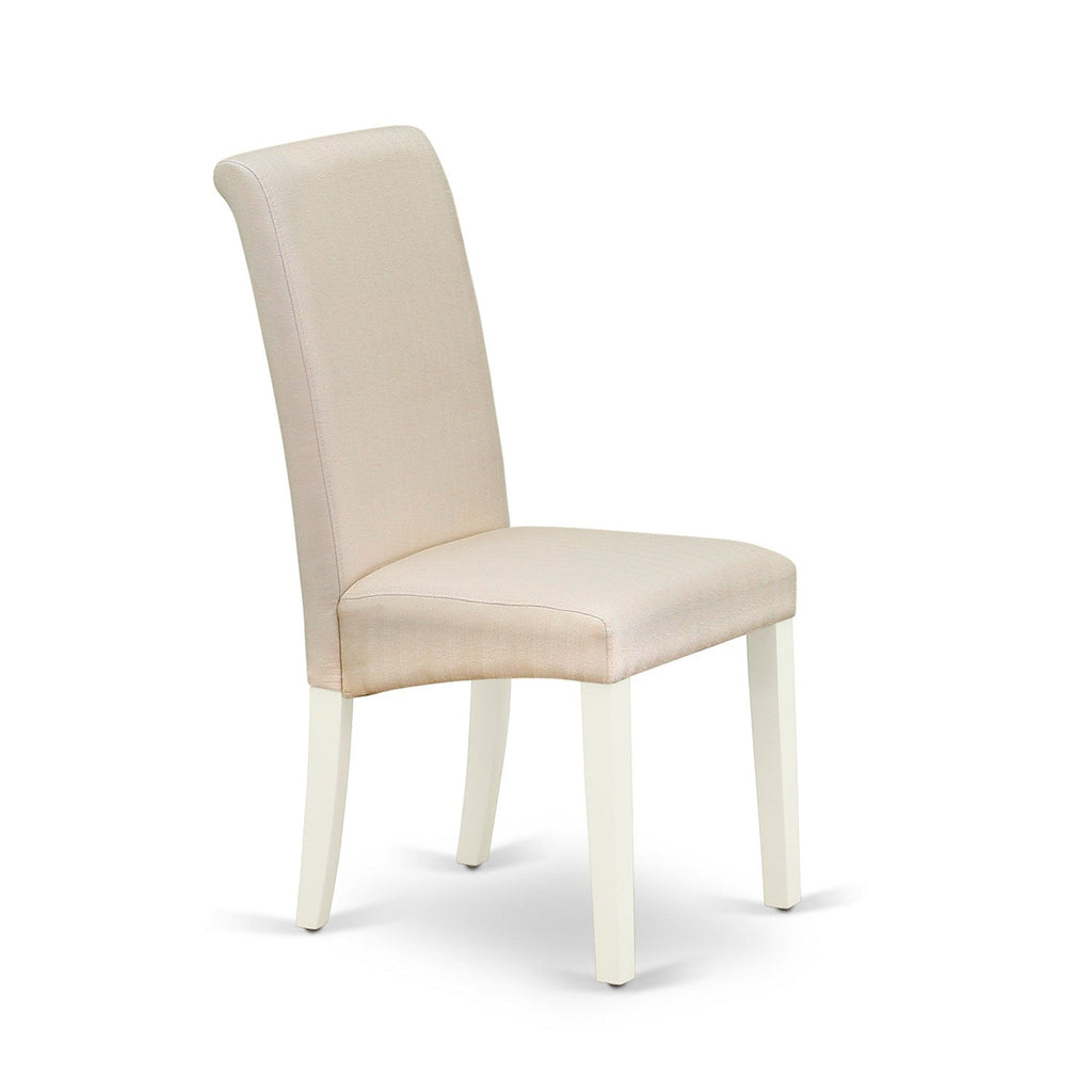 East West Furniture CABA5-LWH-01 5 Piece Dining Room Table Set Includes a Rectangle Kitchen Table and 4 Cream Linen Fabric Parson Dining Chairs