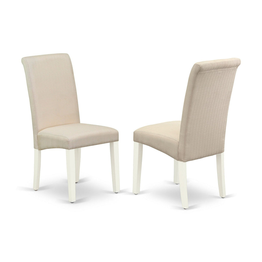 East West Furniture AVBA7-LWH-01 7 Piece Dining Table Set Consist of an Oval Dining Room Table with Butterfly Leaf and 6 Cream Linen Fabric Upholstered Chairs